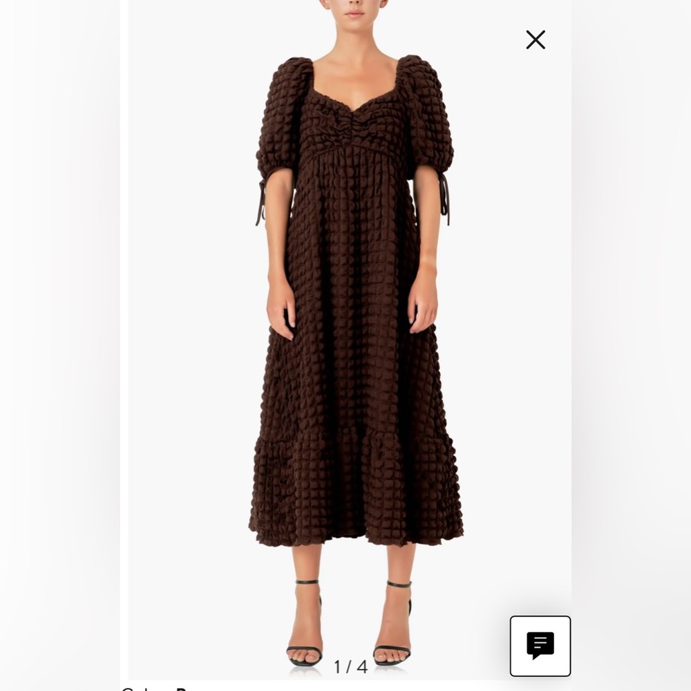 Endless Rose Brown Puff Sleeve Dress